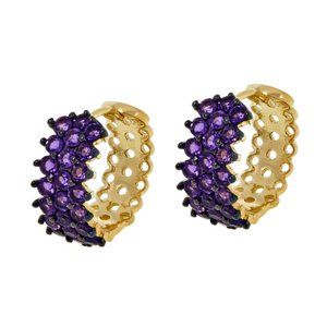 Colleen Lopez Goldclad Sterling Silver Purple Amethyst Huggie Earrings